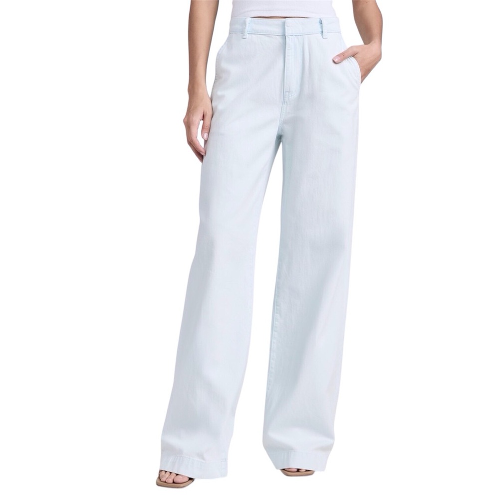 Vince Washed Cotton Loose Fit Wide Leg Trouser Jeans Light Blue Hi Rise Size 31